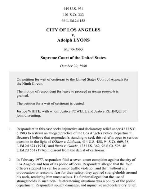 adolph lyons|LA v. Lyons: The 1980s Supreme Court Case That .